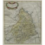 A 17th century hand-coloured engraved map of “NORTHUMBERLAND” By Robert Morden, 16½” x 14”, in