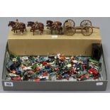 A Britain’s painted lead model gun team; & various painted lead soldier figures.