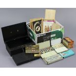 A Reeves “No. 54” Student’s Colour Box; a Rowney “No. 60” Watercolour box; a cash box; various