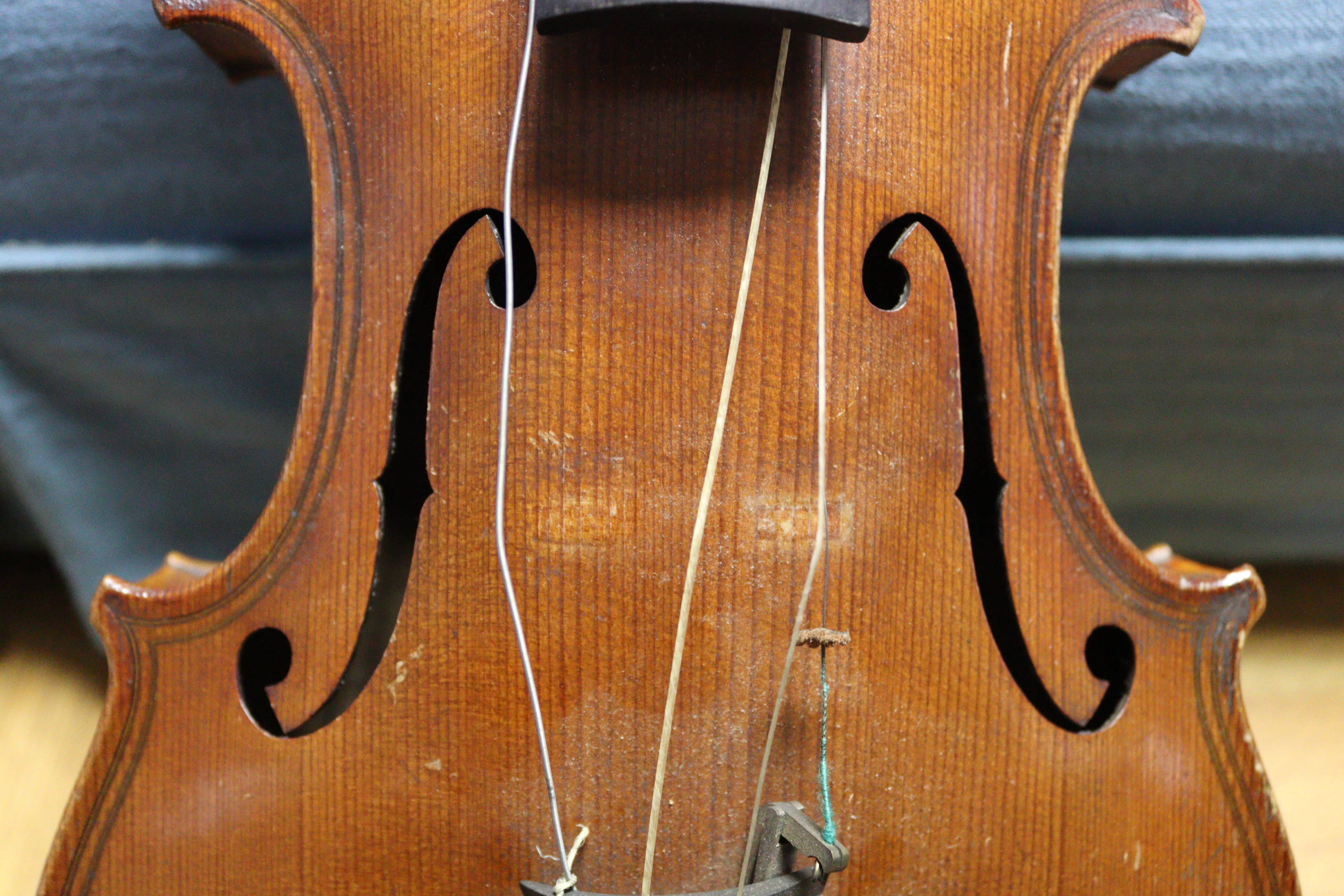 A violin & bow, (violin 23½” long - length of back 14"), with case. - Image 8 of 15