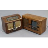 An HMV valve radio in mahogany case; & an Ekco valve radio in walnut case (Type A28).