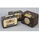 A Bush valve radio in brown Bakelite case, (Type D.A.C. 90A); & two Ultra valve radios, each in