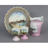 Four various items of souvenir china.