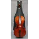 AN EARLY 20TH CENTURY ITALIAN CELLO, 48” HIGH, BEARS PAPER LABEL “ROCCA ENRICO FU GIUSEPPE, GENOVA