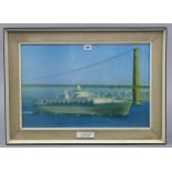 A pair of coloured prints of cruise liners, 14¼” x 23½”, in matching frames.