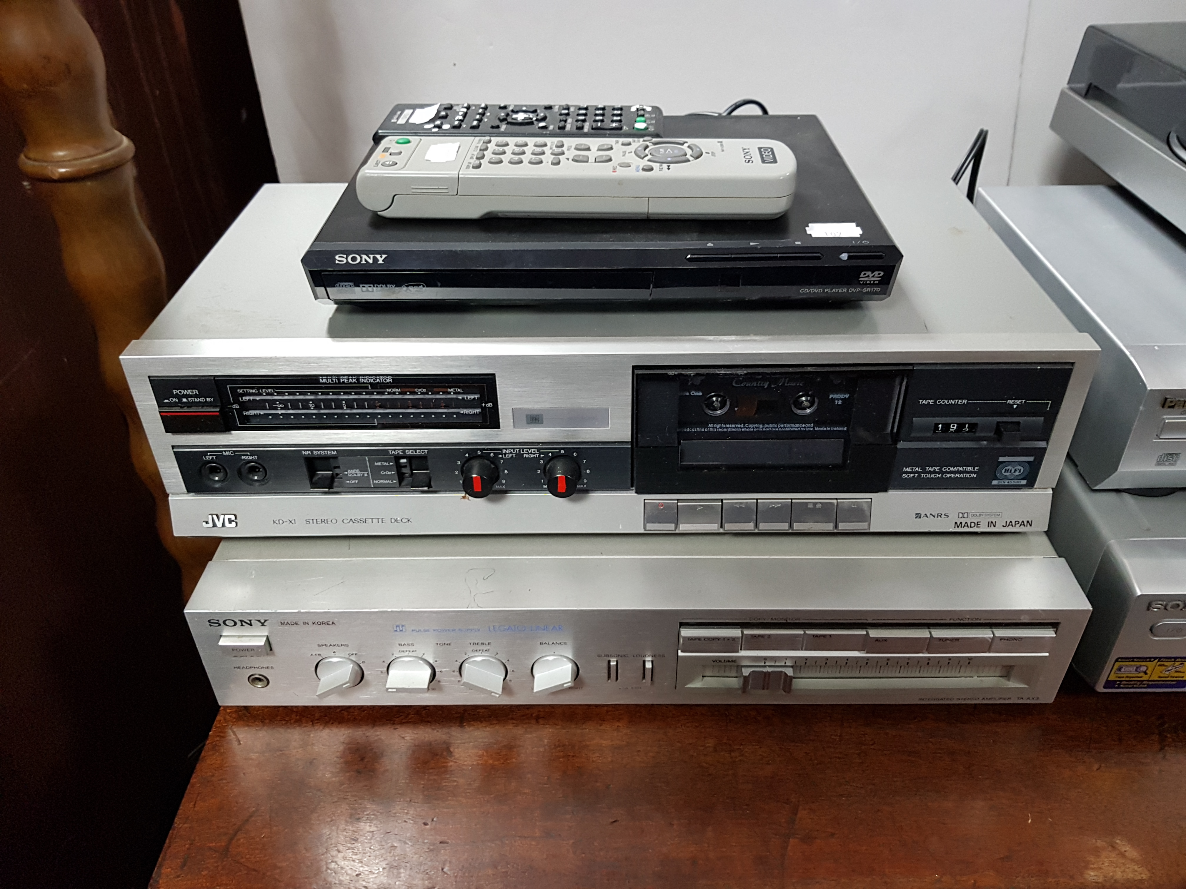 A Sony radio receiver; a Panasonic DVD player; a Sony turntable; a Sony video cassette recorder; & a - Image 2 of 2