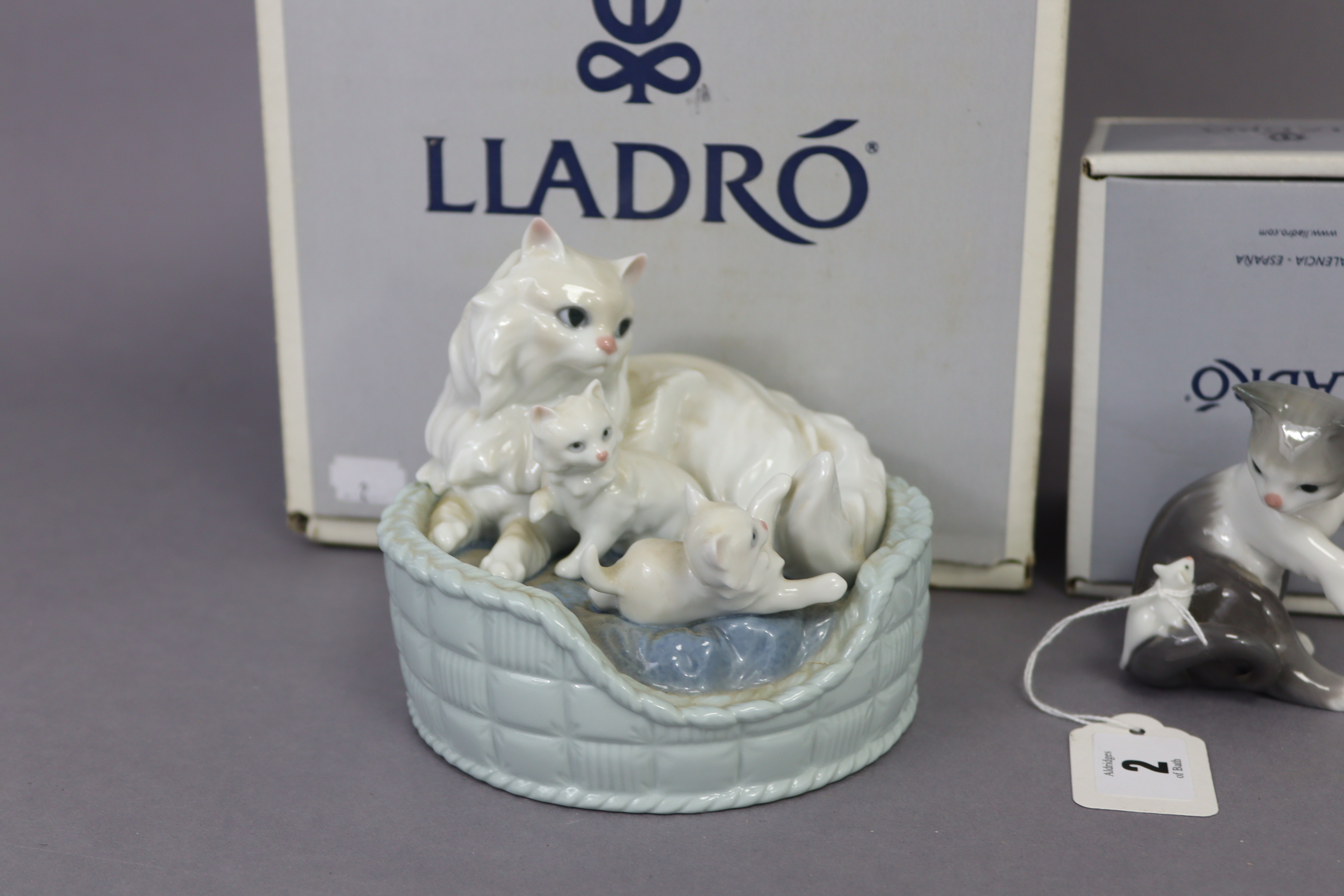A Lladro porcelain ornament of a cat & two kittens titled: “Kitty Care”; & a ditto ornament - Image 3 of 7