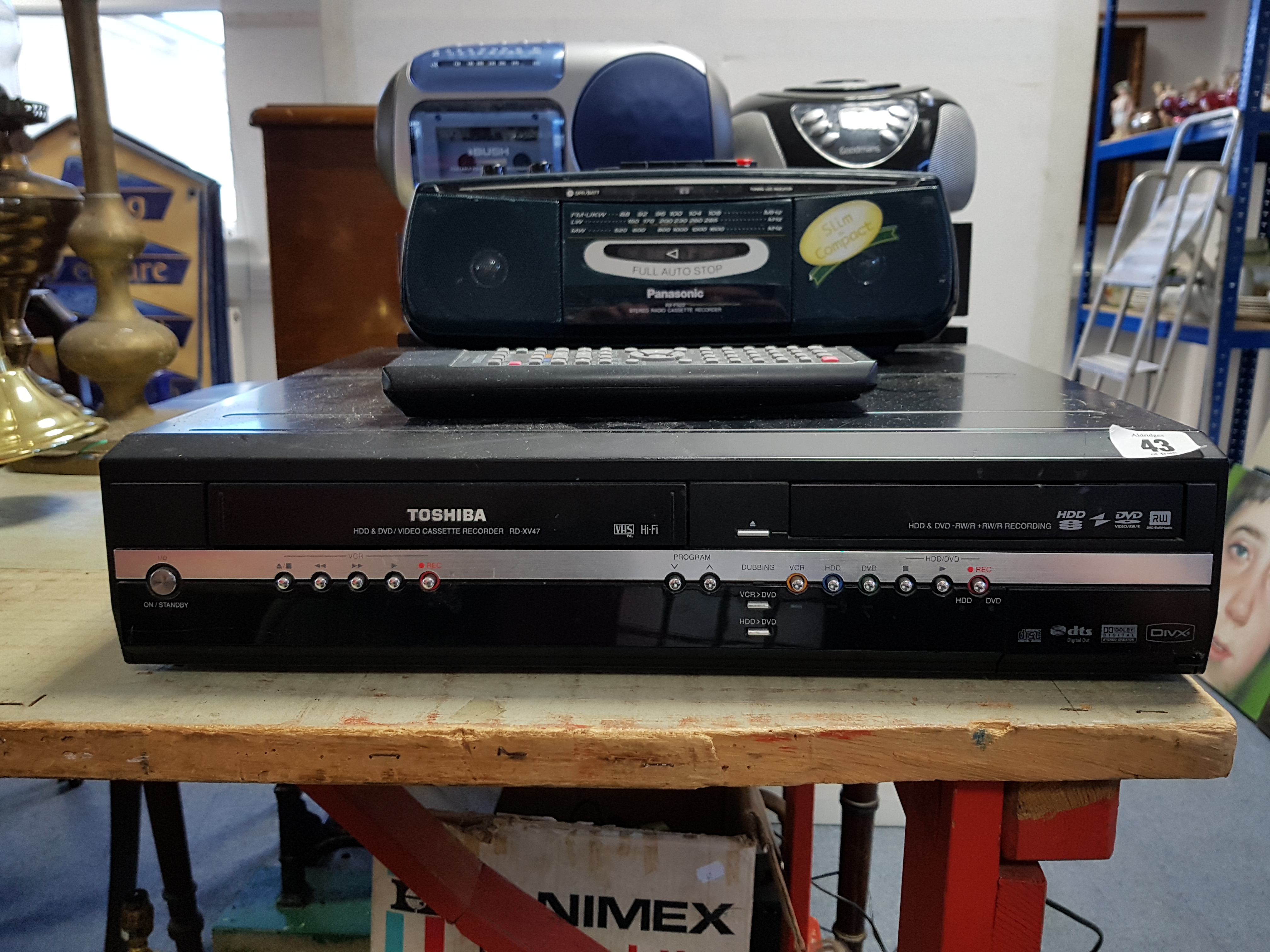 A Toshiba dvd/video cassette recorder; a JVC hi-fi system; & three various radios. - Image 3 of 3