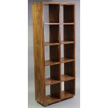 A hardwood tall standing open five-tier bookcase, 31¼” wide x 77¼” high.