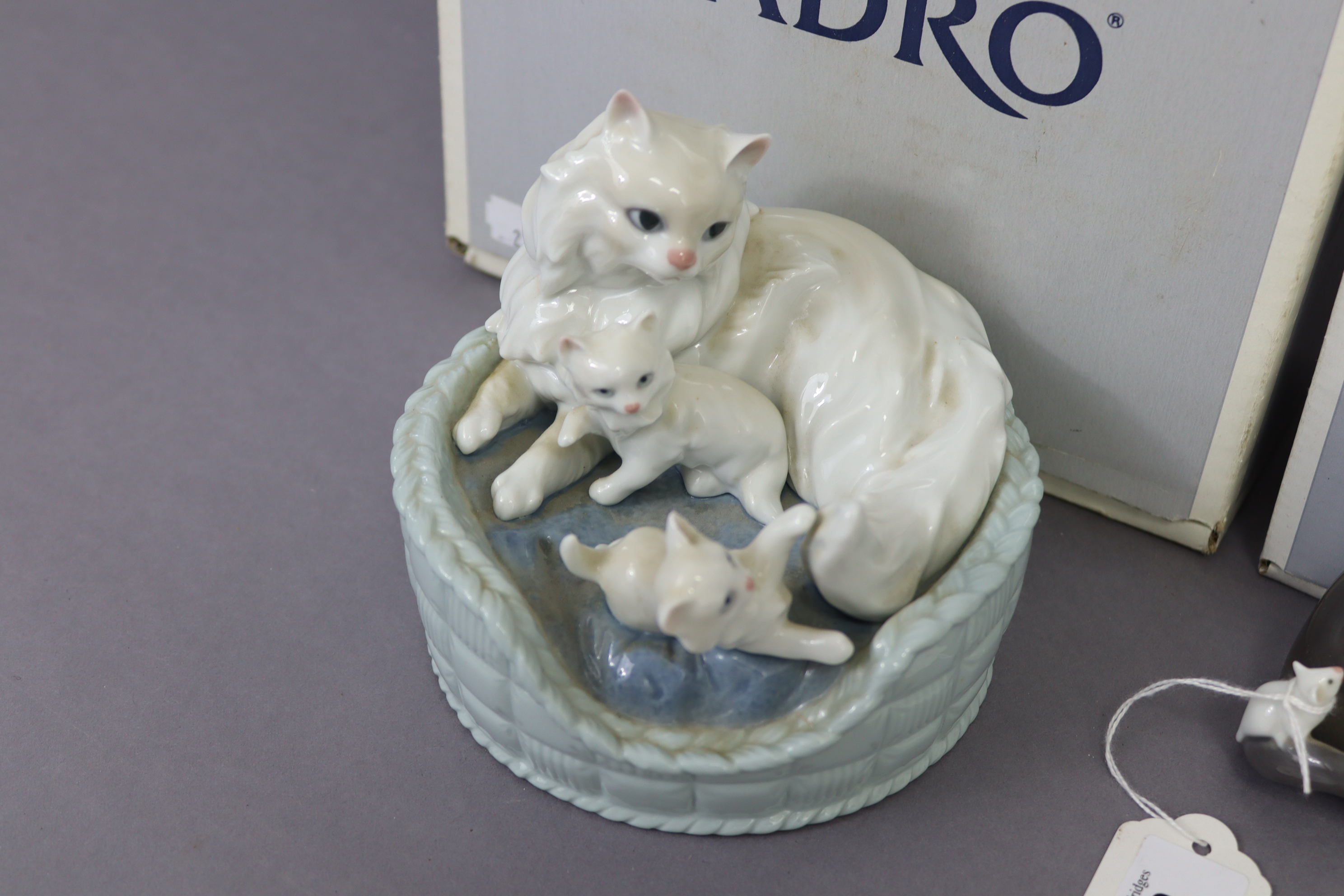 A Lladro porcelain ornament of a cat & two kittens titled: “Kitty Care”; & a ditto ornament - Image 4 of 7