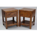 A ditto pair of bedside tables each fitted frieze drawer above an open shelf, 17¾” wide x 23¾”