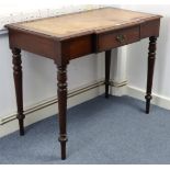 A Victorian mahogany break-front writing table inset gilt-tooled brown leather cloth, fitted