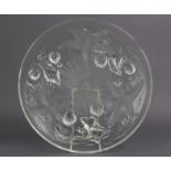 A French moulded glass large shallow dish decorated with starfish & other sea-creatures, signed