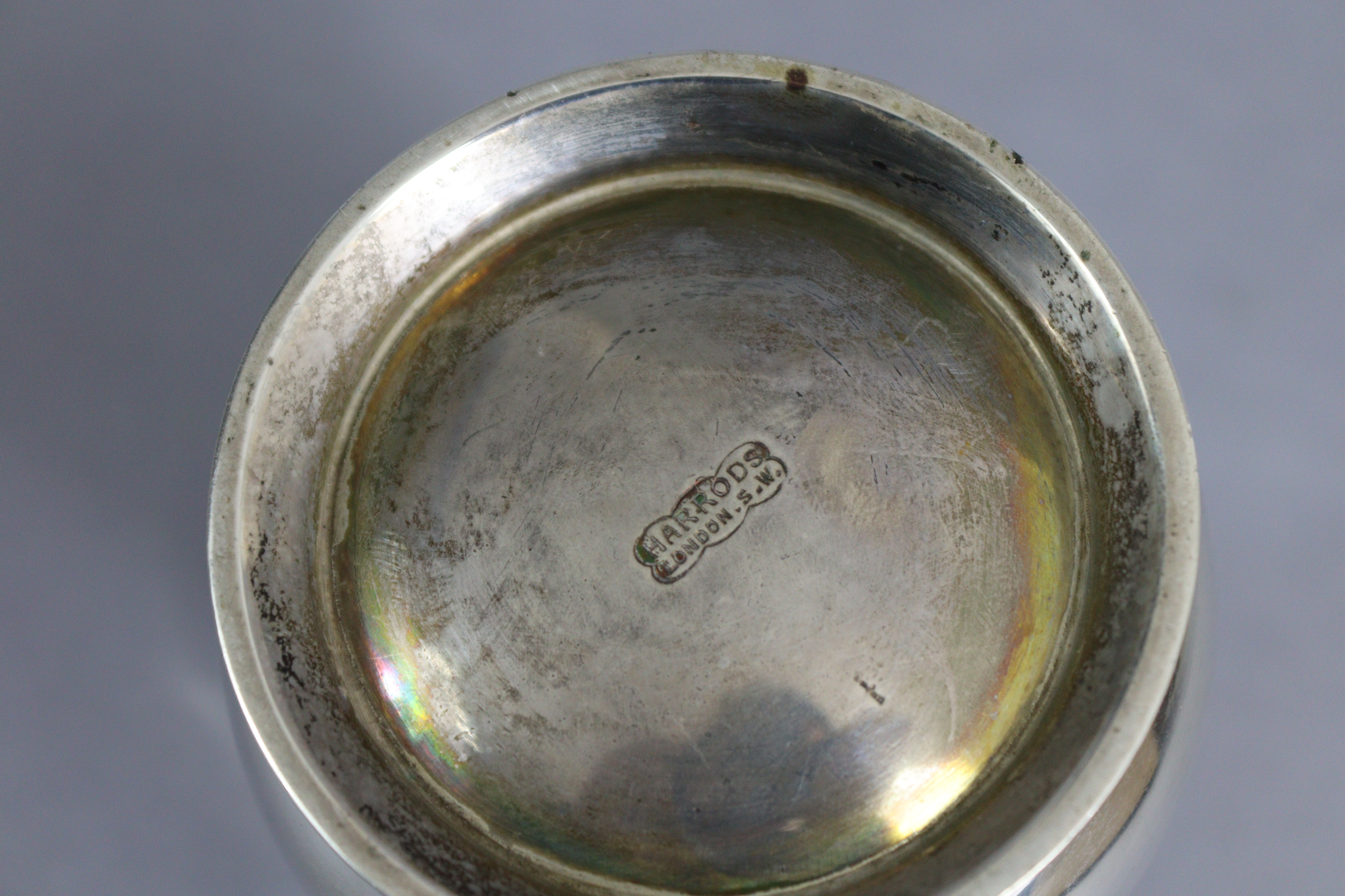A George V silver baluster milk jug in the mid-18th century style, with scroll handle & on spread - Image 3 of 3