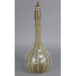A Venetian glass vase with bulbous base & tall narrow neck, of pale peach tint with applied opaque