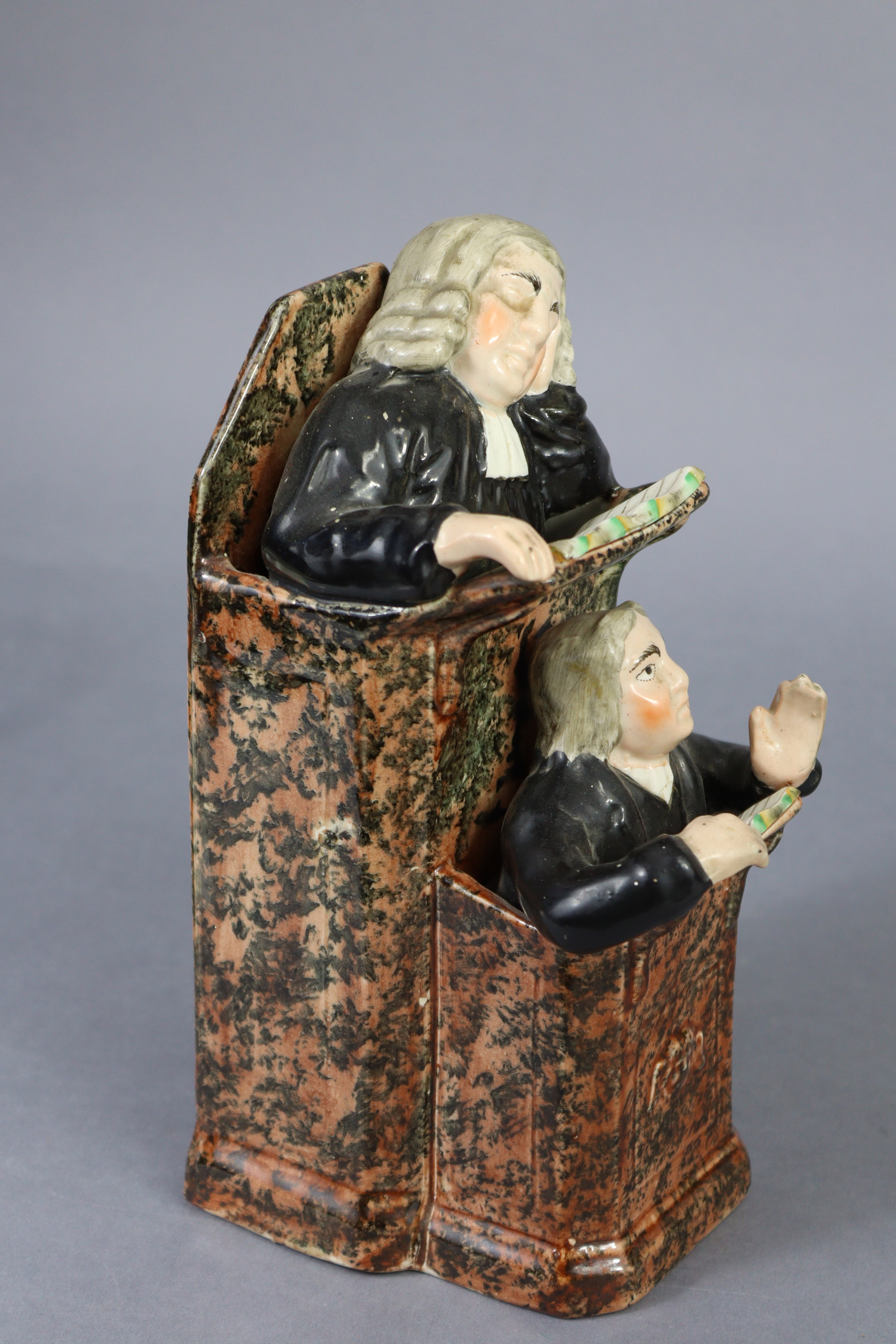 An early 19th century Staffordshire creamware group of “The Vicar & Moses”, the pulpit with - Image 2 of 4