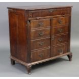 An 18th century mahogany veneered dressing chest, with moulded edge & rounded corners above