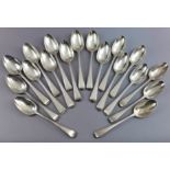 Eighteen George III silver Old English Bead pattern table spoons, by George Smith III; fourteen