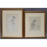 JOHN PARKER, RI, RWS, RBSA (1839-1915) Two female figure studies in pencil heightened with white