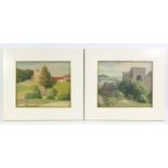 WILLIAM MATTHEWS (Exhb. 1914-1940). A pair: 1) A view of Chepstow Castle. 2) A rural landscape