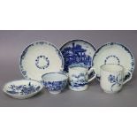 An 18th century Worcester blue & white porcelain small teabowl & saucer with transfer printed “