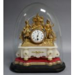 A 19th century French mantel clock in gilt speltre case with male & female harvester figures