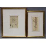 AUGUSTE VUILLEMOT (1883-1970) A full-length study of a young lady, circa 1920s, pen & wash, 7­½” x