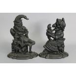 A pair of Victorian style painted cast iron ‘Punch & Judy’ door-stops, Punch 12” high x 9” wide,