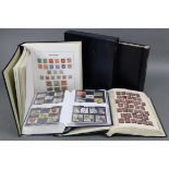 A good collection of GB stamps in four albums, including a series of 1d Red plate numbers, several