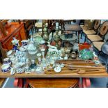 Various items of decorative china, pottery, metalware, etc.