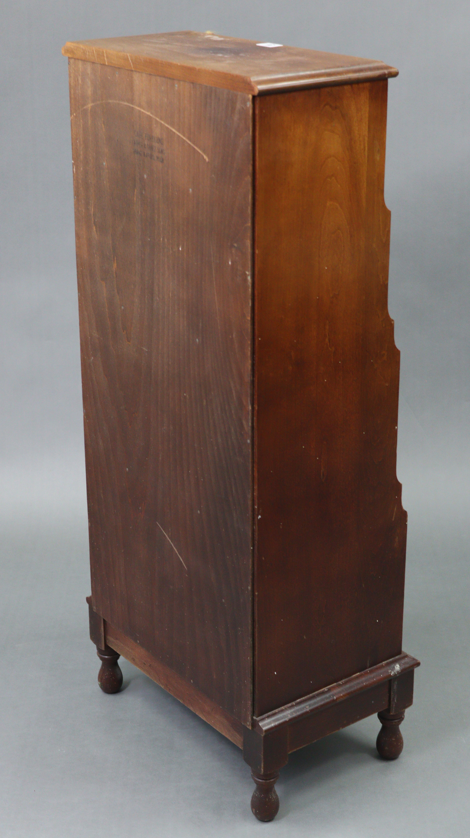 A mahogany small waterfall bookcase by CARL FORSLUND, MICHIGAN, USA, fitted frieze drawer above - Image 3 of 4