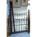 A Victorian-style black-finish tubular metal 4’ bedstead, complete with side rails.