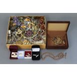 Various items of yellow-metal jewellery; together with various items of costume jewellery.