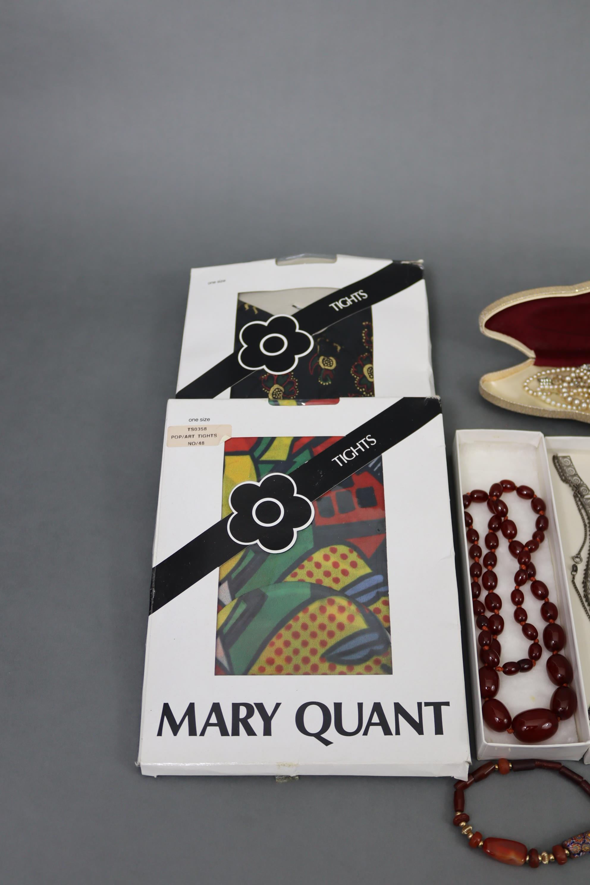 Various items of Victorian & later costume jewellery; & two pairs of Mary Quant tights. - Image 2 of 8