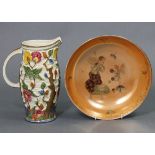 A Fieldings Crown Devon lustreware shallow bowl with fairy scene decoration, 10” diam.; & a Woods “