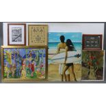 Various decorative paintings, prints, etc.