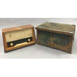 A Coplana (Polish) valve radio in walnut case, 18¾” wide; together with a deal tool chest, 21¼”