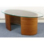 A ditto oval two-tier coffee table, 41½” wide x 16” high; & a matching two-tier occasional table