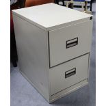 A Triumph light grey art-metal two-drawer dwarf filing cabinet, 18½” wide x 28” high.