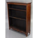 An Edwardian inlaid-mahogany bookcase with moulded edge, rosewood crossbanding & fitted three