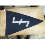 A German Hitler Youth black fabric pennant with applied insignia 27"w (Please Note: this lot is