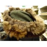 A German Third Reich SS rabbit fur trimmed winter cap,