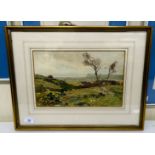 Harold Waite - a landscape with trees and sheep in the foreground watercolour bears a signature