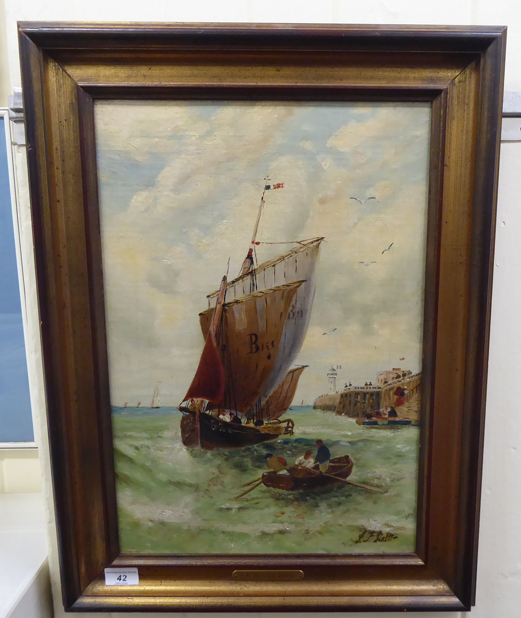 JF Slater - fishing vessels coming in to harbour oil on canvas bears a signature 19.