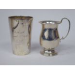 A silver beaker,