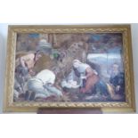 19thC Continental School - a nativity scene oil on canvas 27'' x 41'' framed