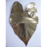 An early 20thC Japanese bronze wall plaque, fashioned as a leaf,