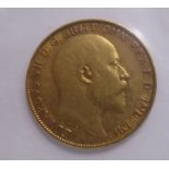 An Edwardian half-sovereign,