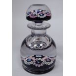 A Whitefriars Millefiori glass perfume decanter design paperweight, having a stopper,