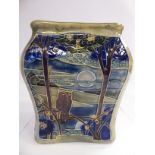 A Royal Doulton Lambeth stoneware 'Day and Night' vase of waisted square form,